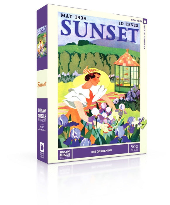 New York Puzzle Company Iris Gardening, 500 Piece Jigsaw Puzzle