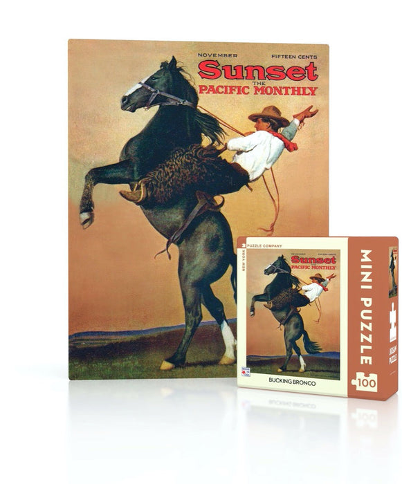 New York Puzzle Company Bucking Bronco Mini, 100 Piece Jigsaw Puzzle