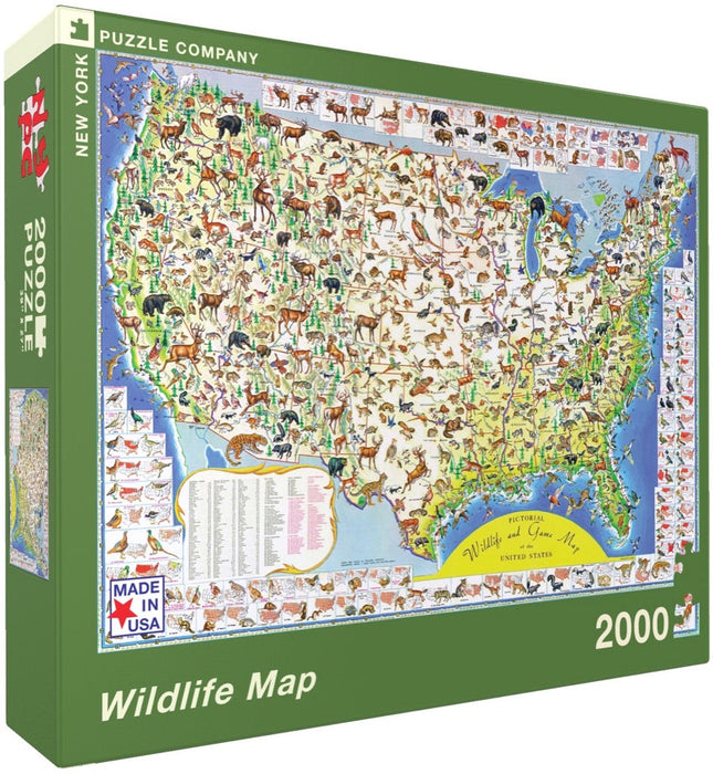 New York Puzzle Company Wildlife Map, 2000 Piece Jigsaw Puzzle
