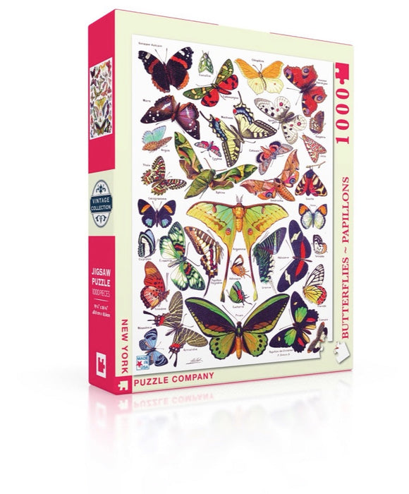 New York Puzzle Company Butterflies ~ Papillons, 1000 Piece Jigsaw Puzzle