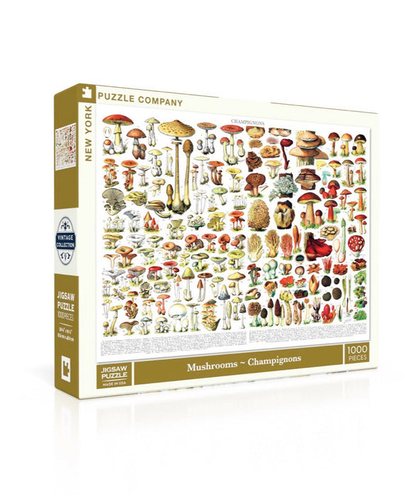 New York Puzzle Company Mushrooms ~ Champignons, 1000 Piece Jigsaw Puzzle