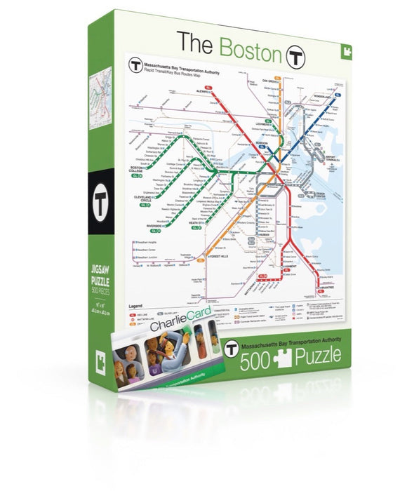 New York Puzzle Company Boston T Map, 500 Piece Jigsaw Puzzle