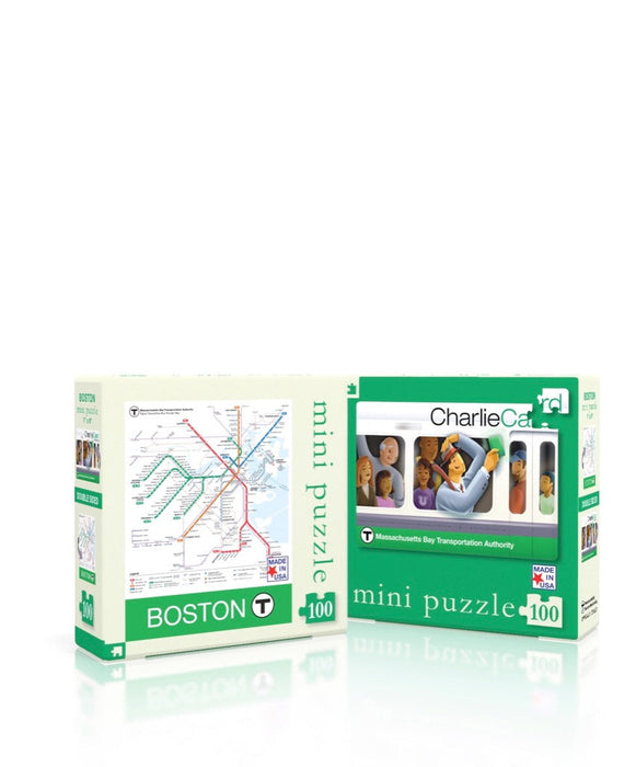 New York Puzzle Company Boston T Map Mini, 100 Piece Jigsaw Puzzle