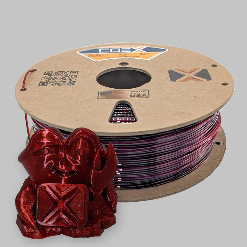 COEX 3D Translucent Blood Red PLA Prime 3D Filament