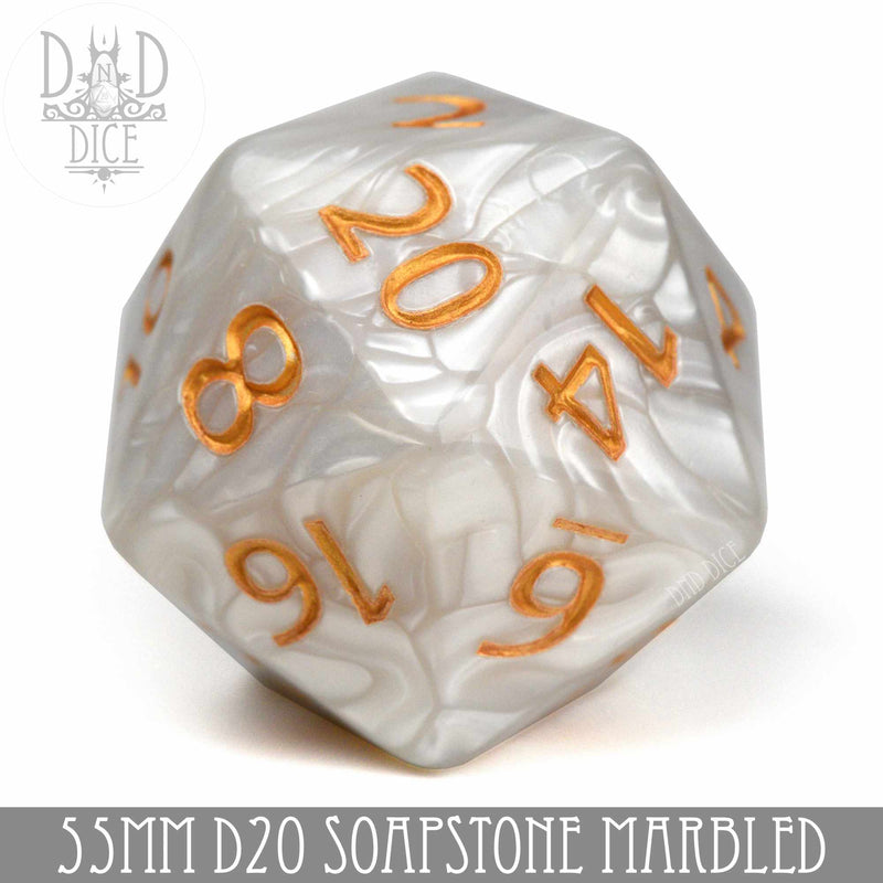 DND DICE 55mm D20 - Soapstone
