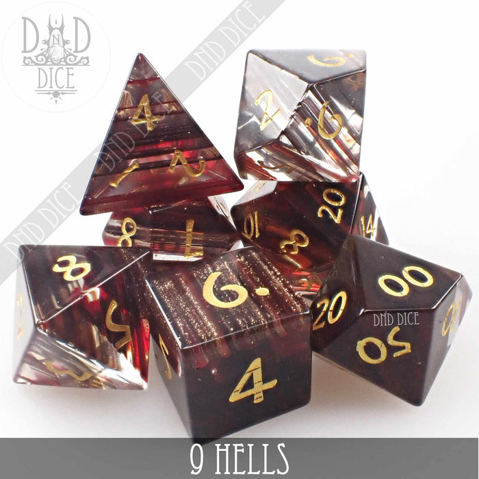 DND DICE 9 Hells Glass Dice Set (Gift Box)