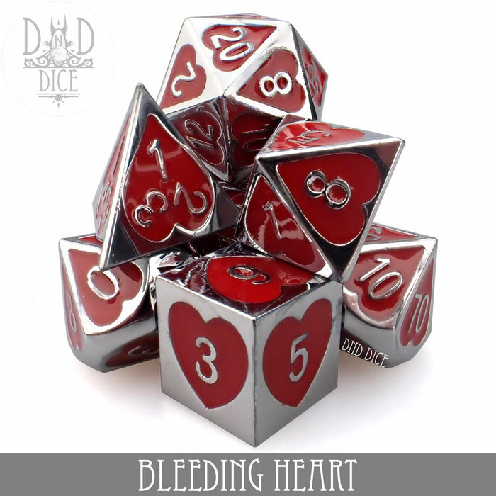 DND DICE Bleeding Heart Metal Dice Set