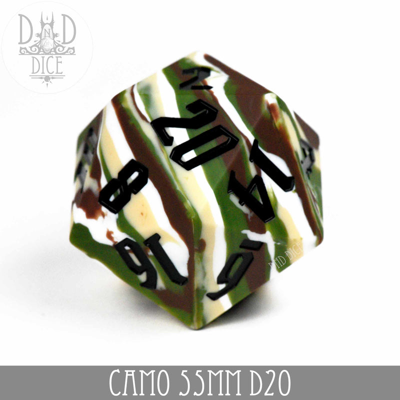 DND DICE 55mm D20 - Camo (Silicone)