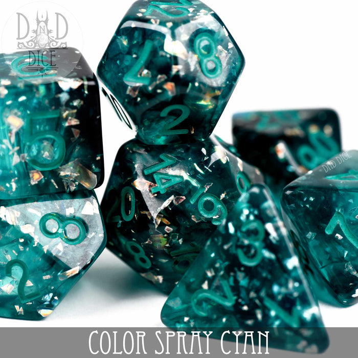 DND DICE Color Spray Cyan Dice Set
