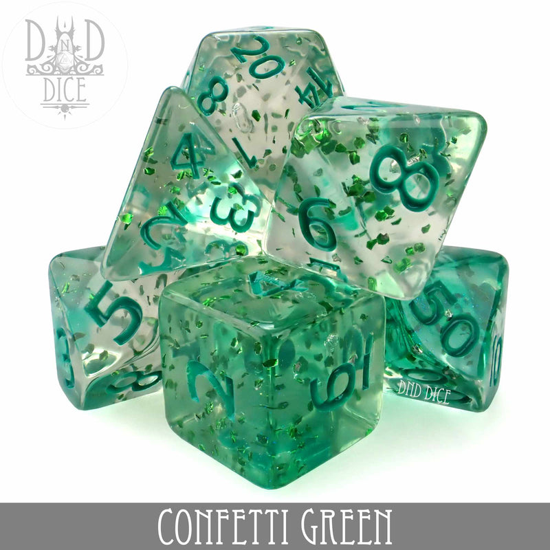 DND DICE Confetti Green Dice Set