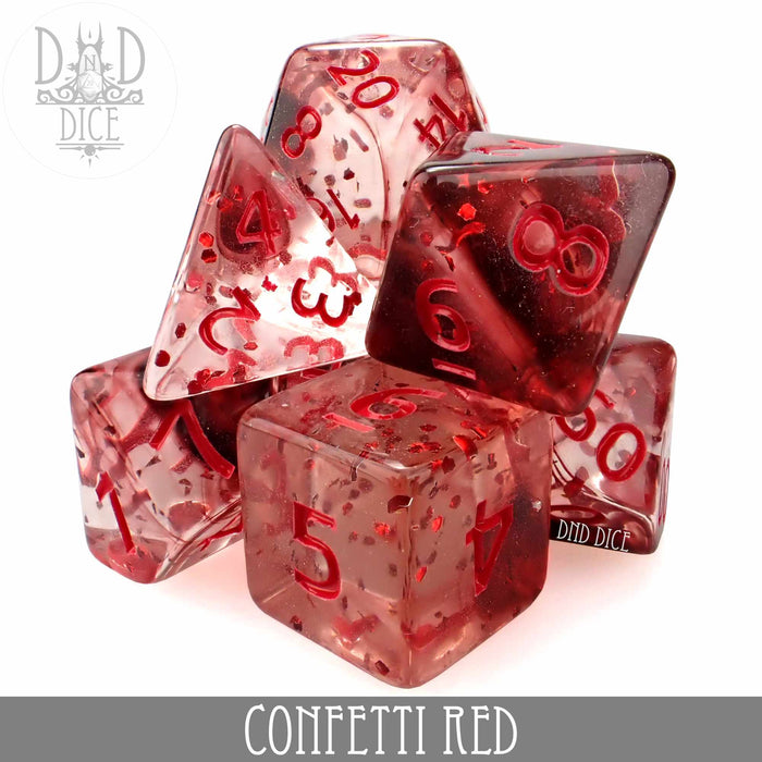 DND DICE Confetti Red Dice Set