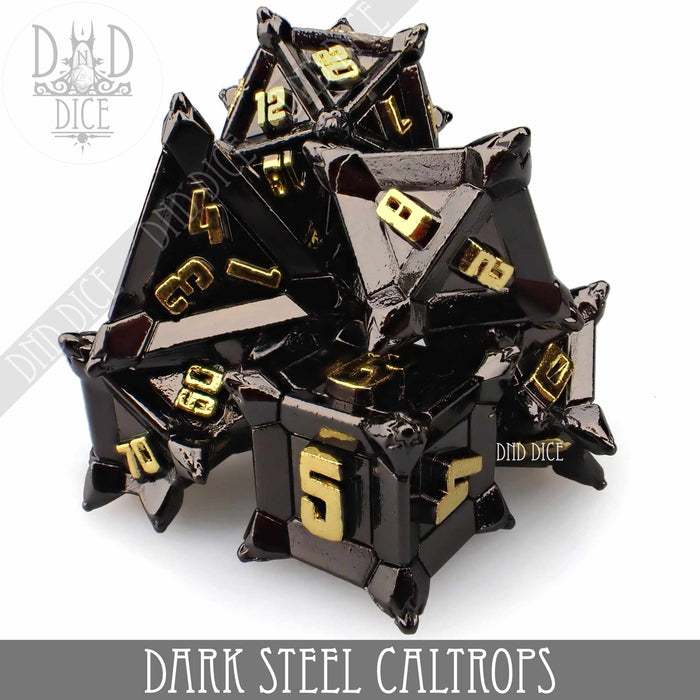 DND DICE Dark Steel Caltrops Metal Dice Set