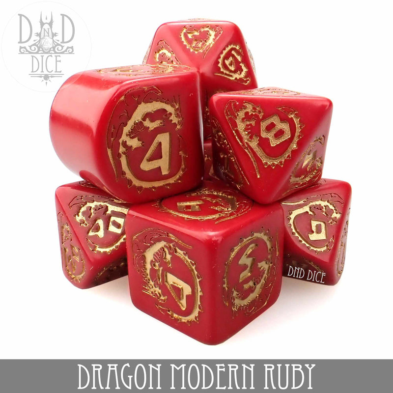 DND DICE Dragon Modern Ruby Dice Set