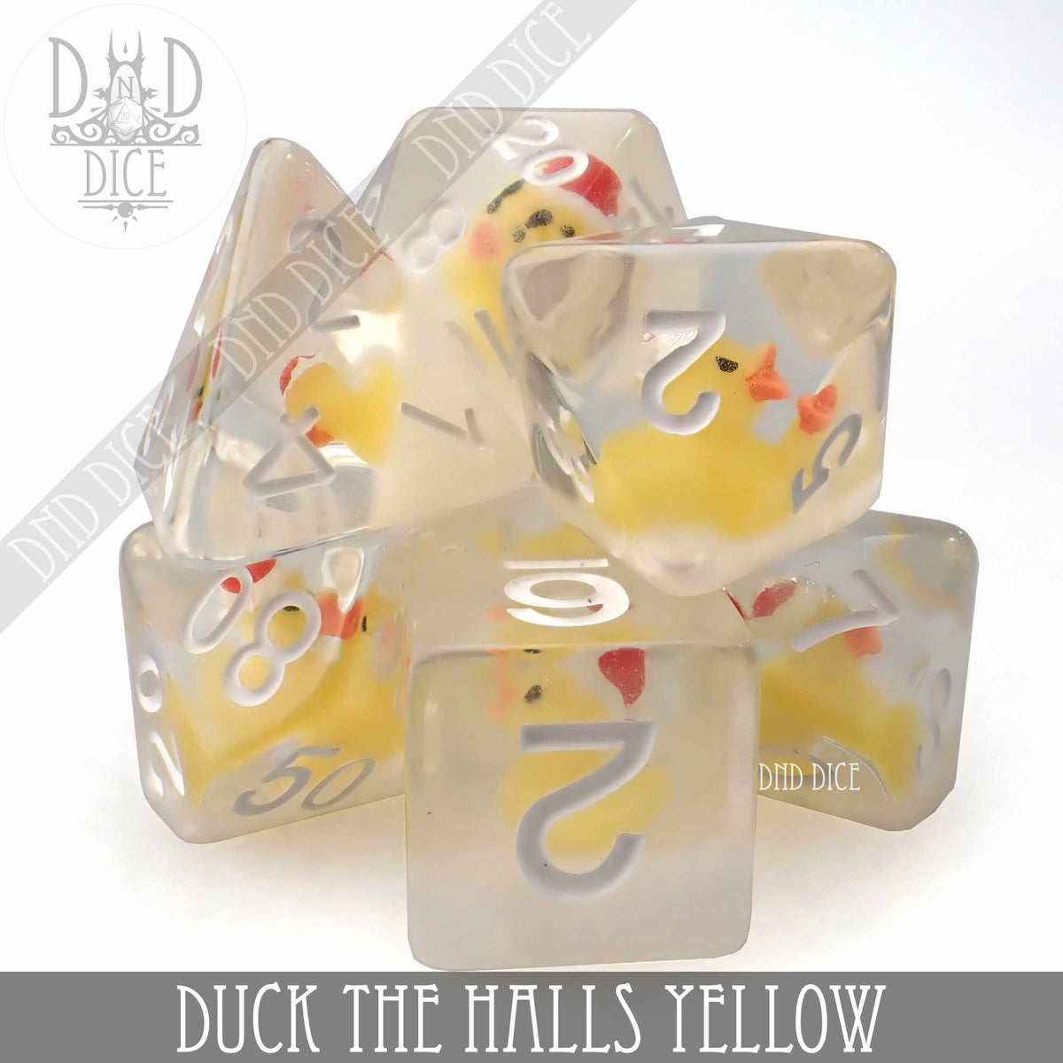 DND DICE Duck the Halls Yellow Dice Set — White Rose Hobbies