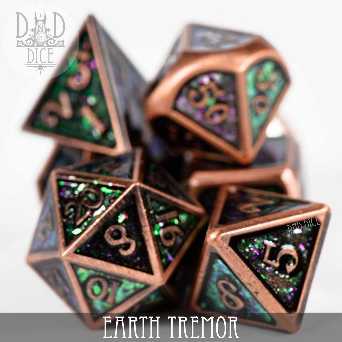DND DICE Earth Tremor Metal Dice Set White Rose Hobbies dnd-dice-earth-tremor-metal-dice-set-white-rose-hobbies
