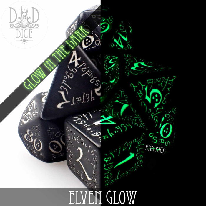 DND DICE Elven Glow in the Dark Dice Set