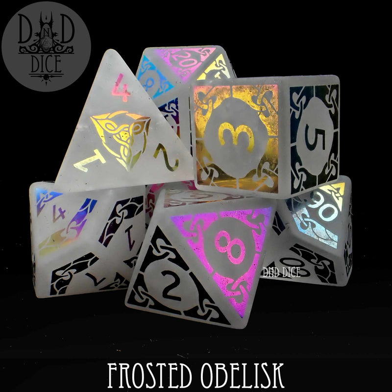 DND DICE Frosted Obelisk Quartz Dice Set (Gift Box)