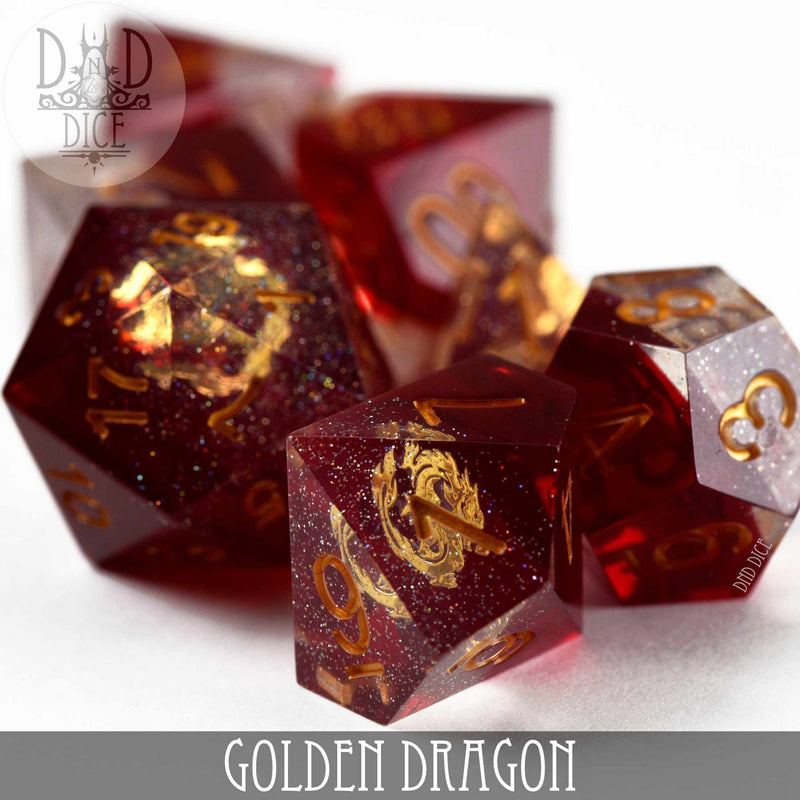 DND DICE Golden Dragon Handmade Dice Set