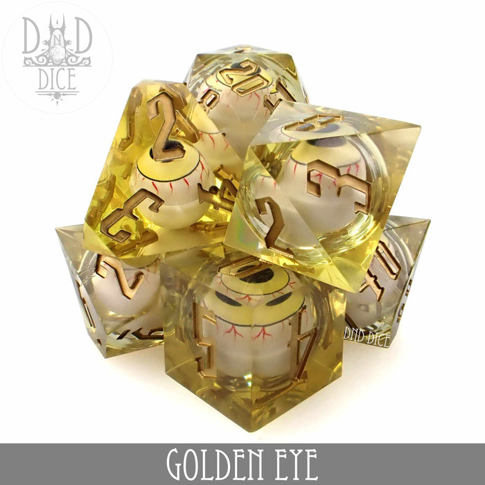 DND DICE Golden Eye Liquid Core Dice Set