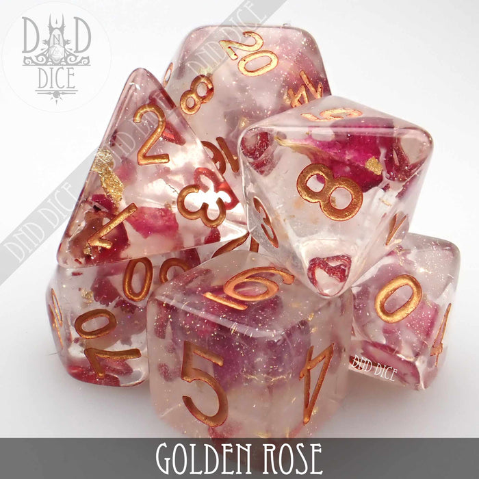 DND DICE Golden Rose Dice Set