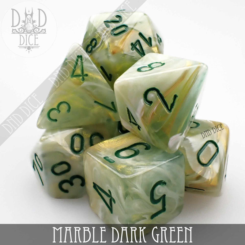 DND DICE Marble Dark Green Dice Set