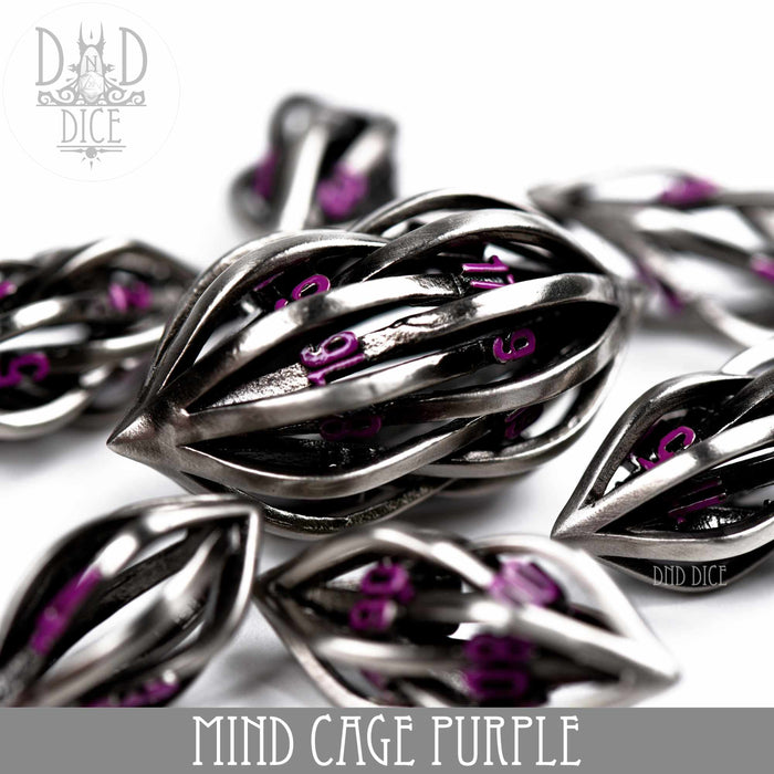 DND DICE Mind Cage Purple - Metal Dice Set (Gift Box)