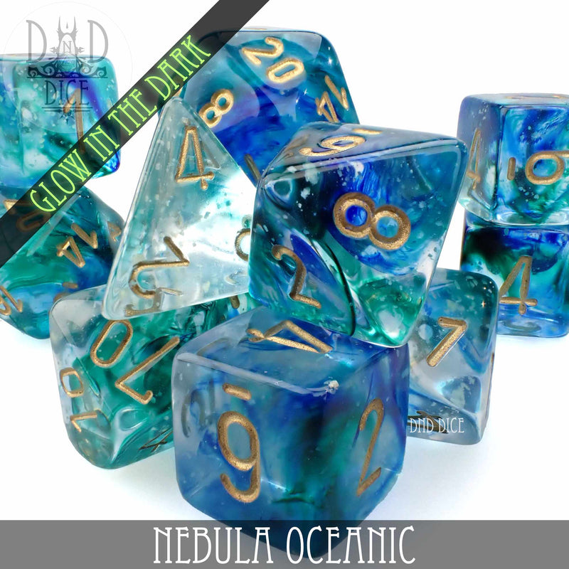 DND DICE Nebula Oceanic 11 Dice Set (Glow)