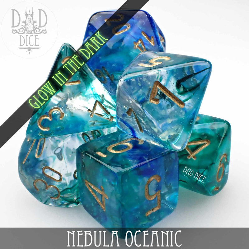 DND DICE Nebula Oceanic 7 Dice Set (Glow)