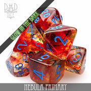 DND DICE Nebula Primary 7 Dice Set (Glow)
