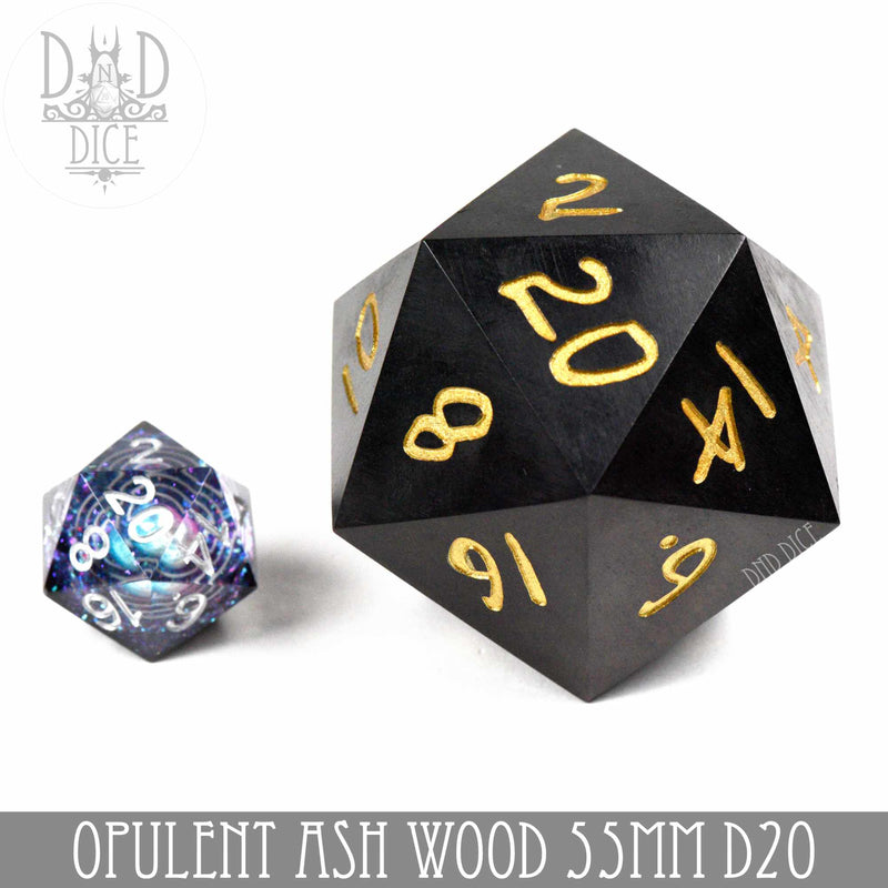 DND DICE Opulent Ash Wood 50mm D20 (Gift Box)