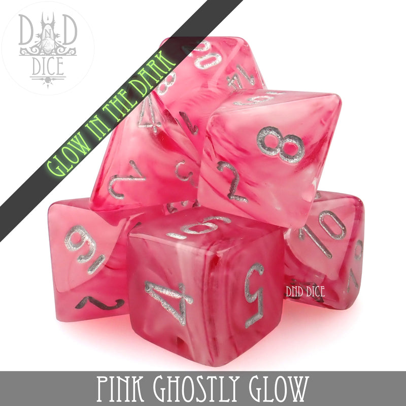 DND DICE Pink Ghostly Glow Dice Set