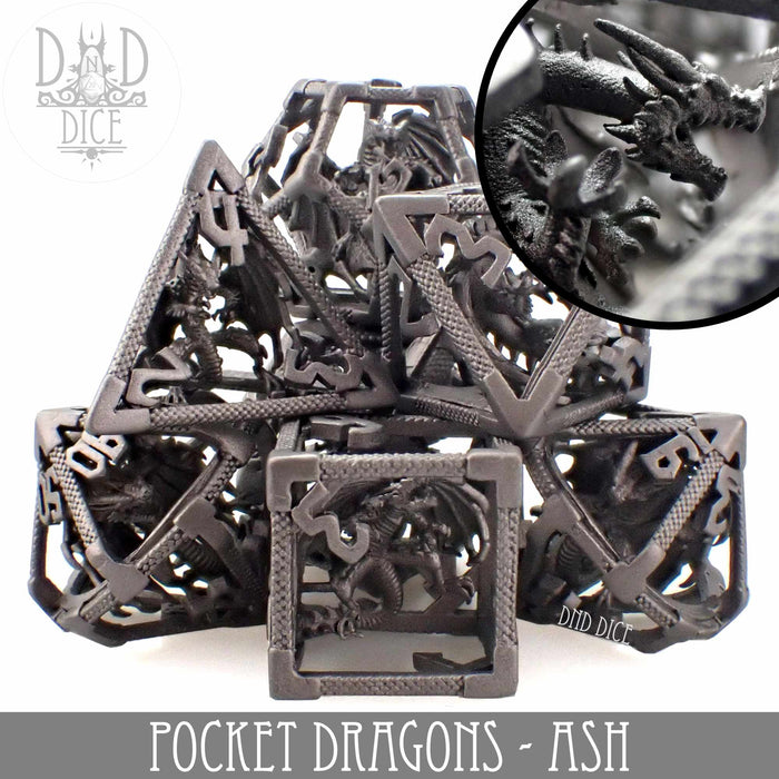 DND DICE Pocket Dragons Ash - Metal Dice Set (Gift Box)