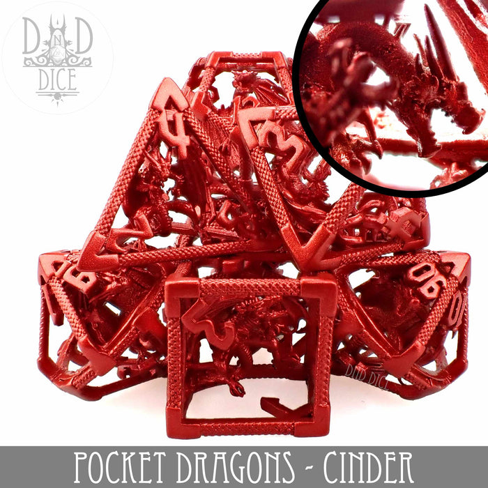 DND DICE Pocket Dragons Cinder - Metal Dice Set (Gift Box)