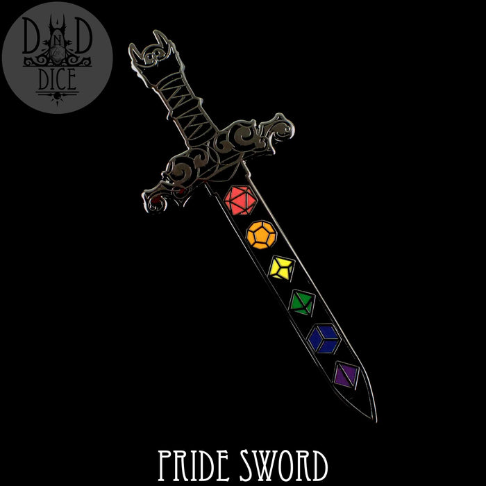 DND DICE Pride Dice Sword Enamel Pin