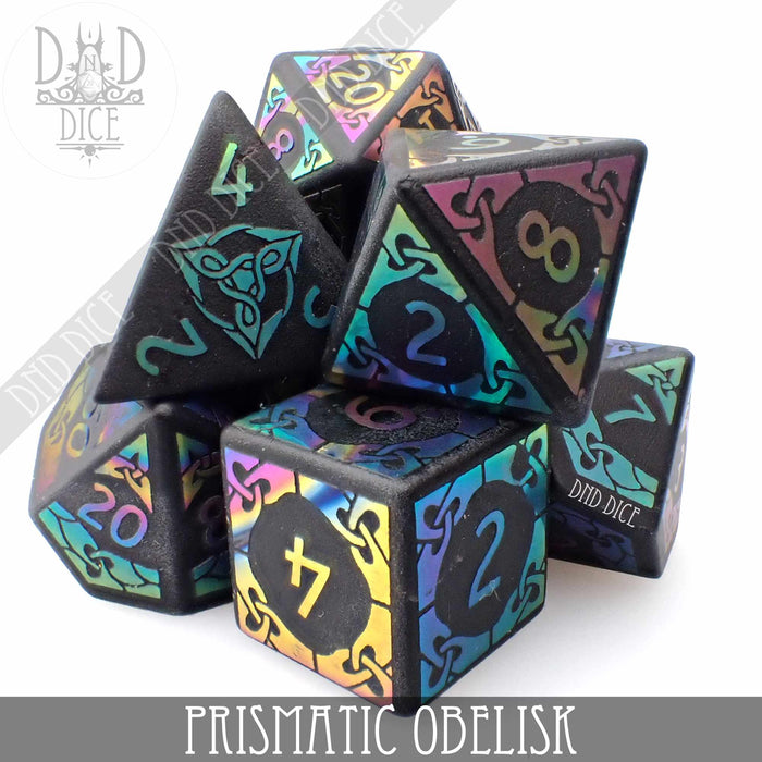 DND DICE Prismatic Obelisk Obsidian Dice Set (Gift Box)