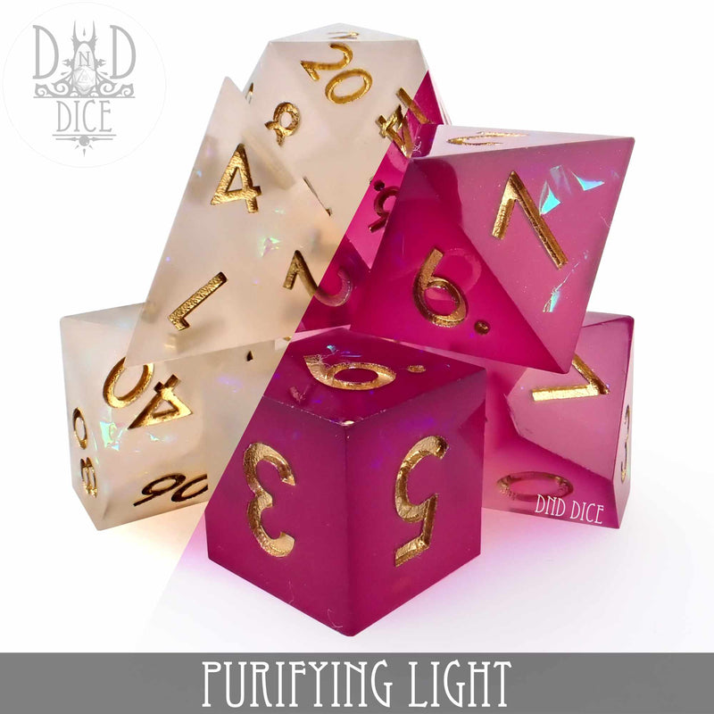 DND DICE Purifying Light Handmade Dice Set (Color Change)