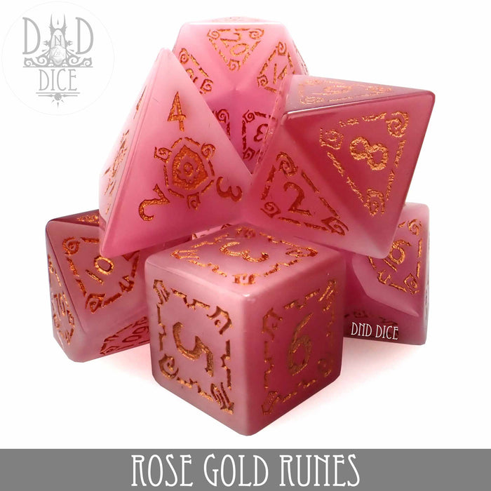 DND DICE Rose Gold Runes Cat's Eye Dice Set (Gift Box)