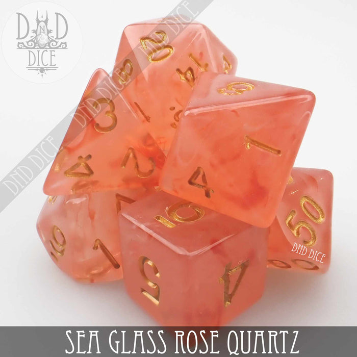 DND DICE Sea Glass Rose Quartz Dice Set