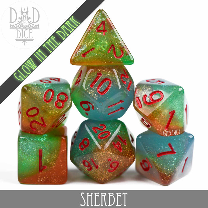 DND DICE Sherbet Glow in the Dark Dice Set