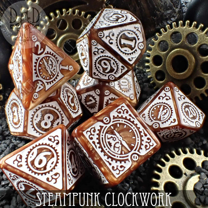 DND DICE Steampunk Clockwork Caramel Dice Set