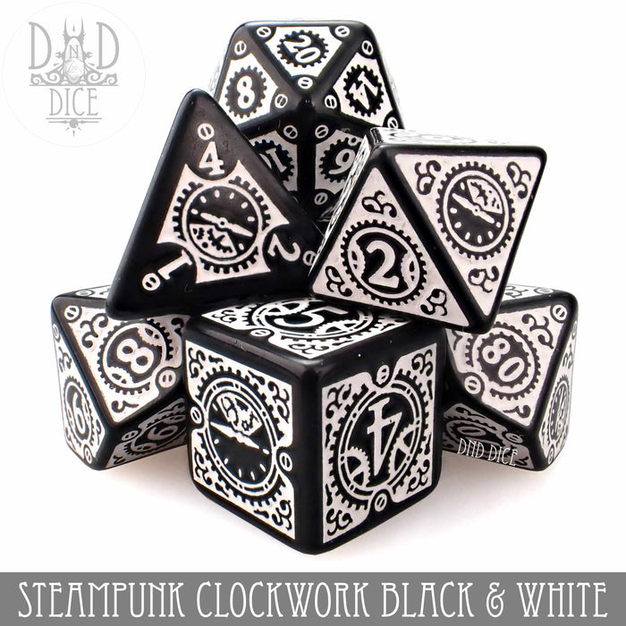 DND DICE Steampunk Clockwork Black Dice Set
