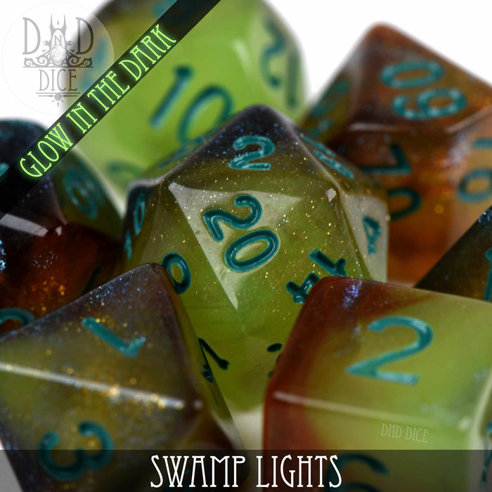 DND DICE Swamp Lights Glow in the Dark Dice Set