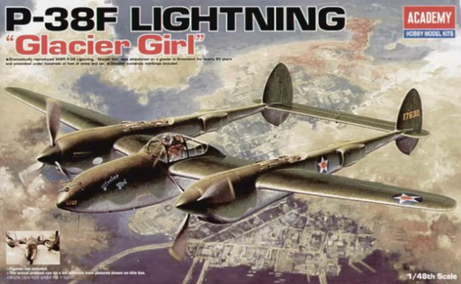ACADEMY 12208 1/48 P-38F Lightning "Glacier Girl" Model Aircraft Kit