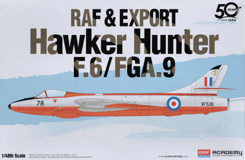 ACADEMY 12312 1/48 RAF & Export Hawker Hunter F.6/FGA.9 Model Aircraft Kit