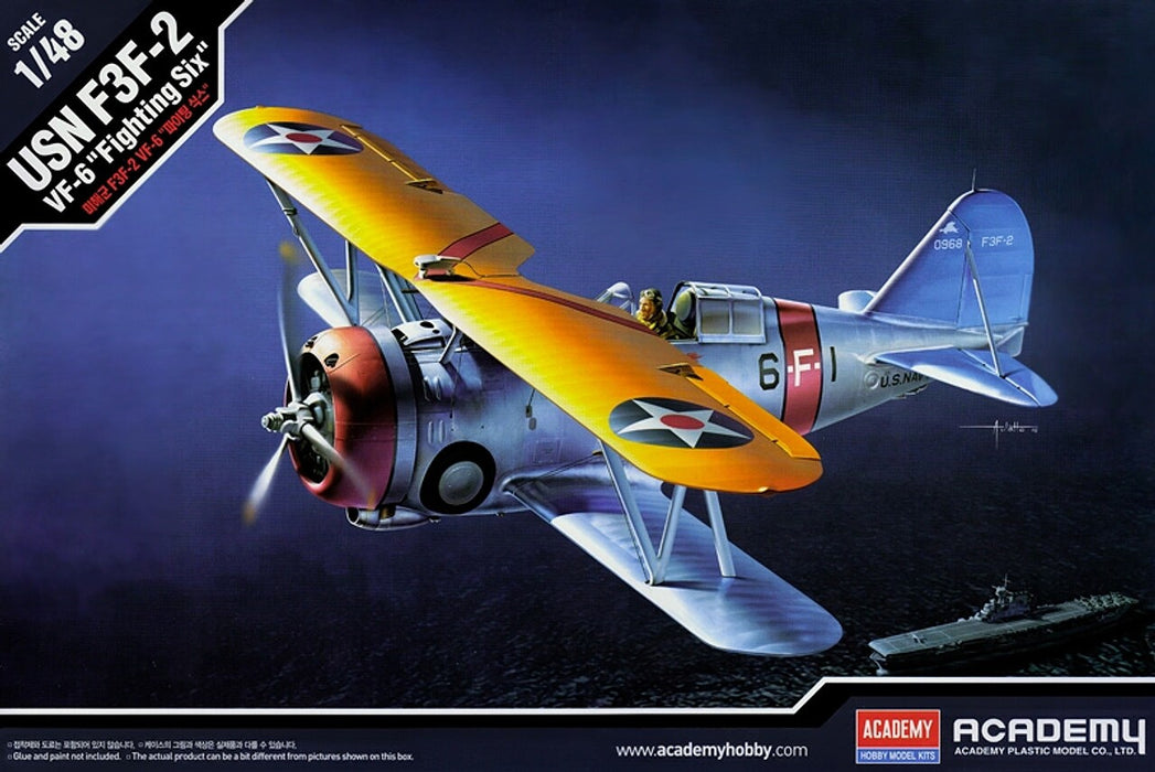 ACADEMY 12326 1/48 US Navy Fighter F3F-2 VF-6 "Fighting Six" Model Aircraft Kit