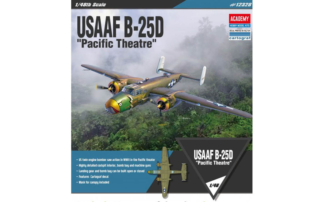 ACADEMY 12328 1/48 USAAF B-25D "Pacific Theatre" Model Aircraft Kit