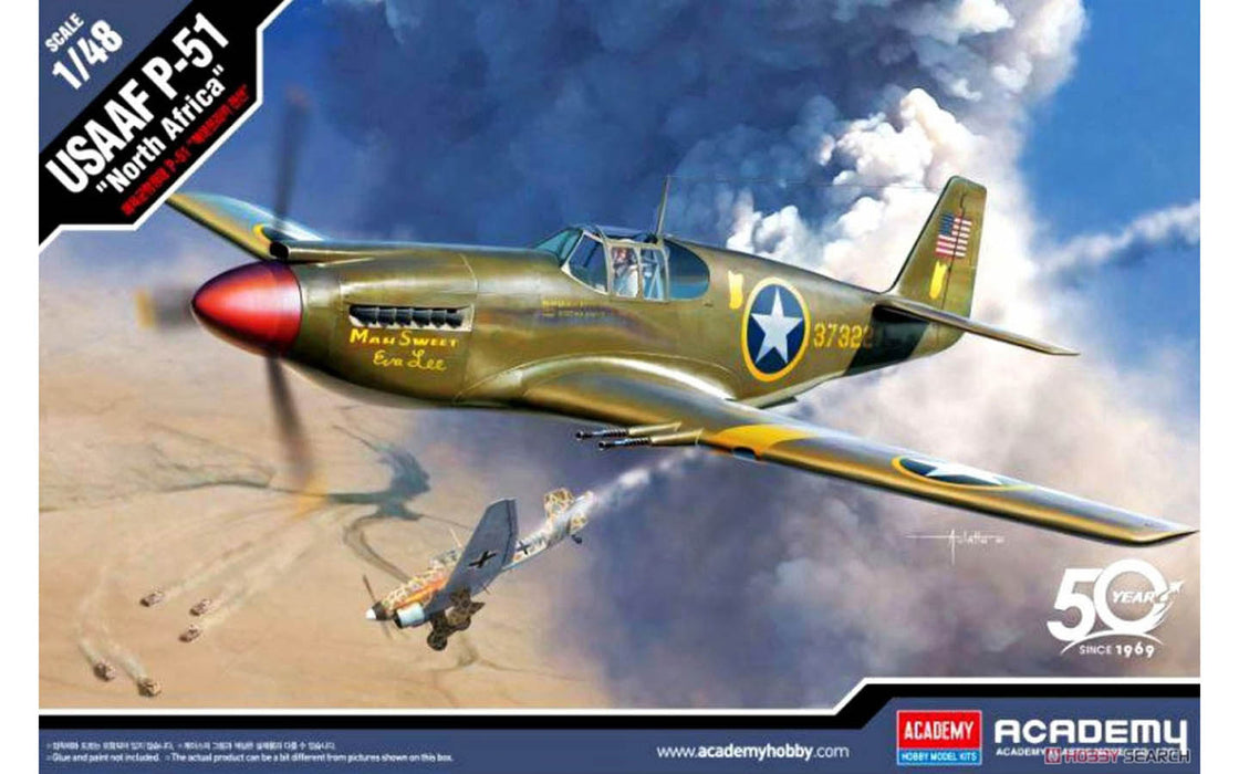 ACADEMY 12338 1/48 USAAF P-51 Mustang "North Africa" Model Aircraft Kit