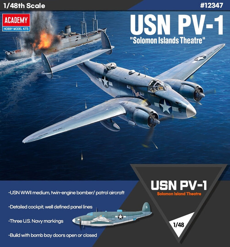 ACADEMY 12347 1/48 USN PV-1 Solomon Islands Theatre Model Aircraft Kit