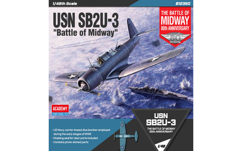 ACADEMY 12350 1/48 USN SB2U-3 Vindicator "Midway" Model Aircraft Kit