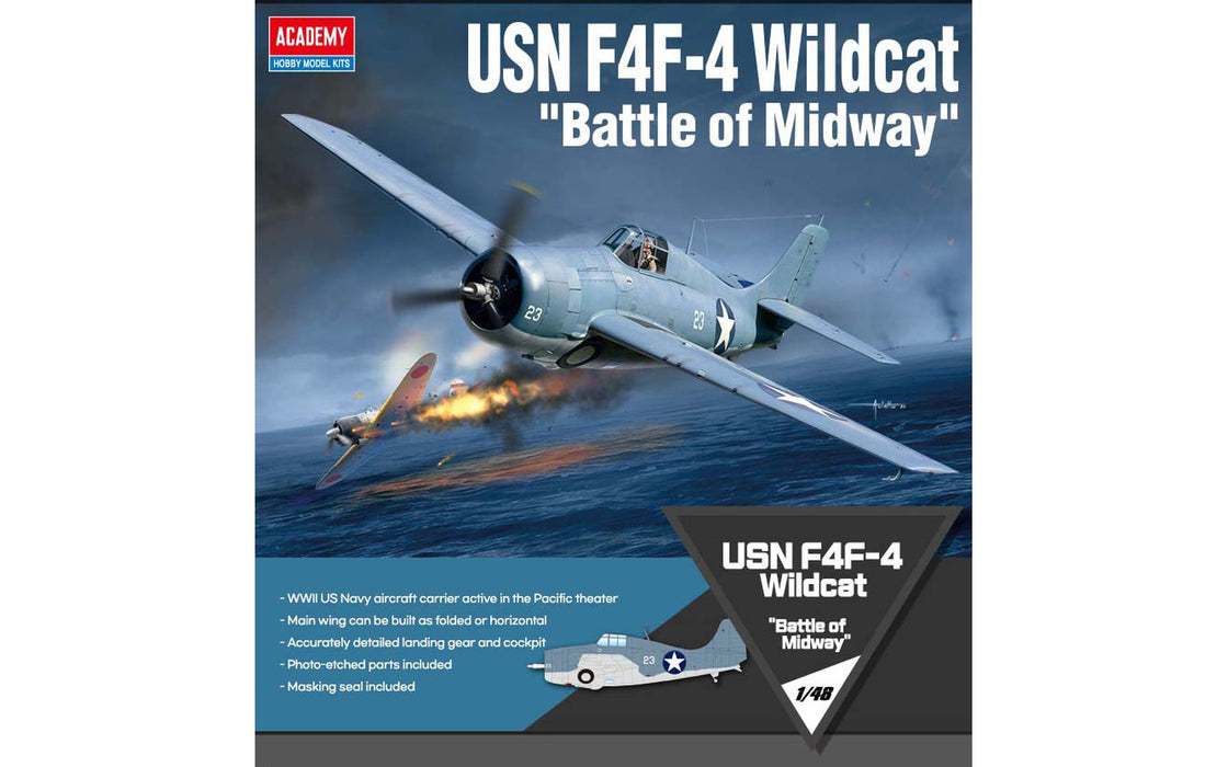 ACADEMY 12355 1/48 USN F4F-4 Wildcat "Midway" Model Aircraft Kit